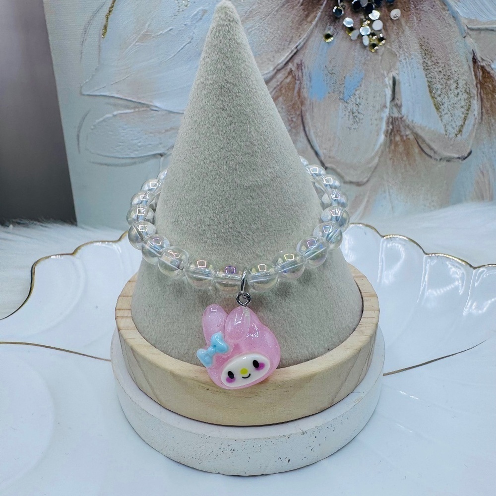 My Melody Charm Clear Beaded Bracelet